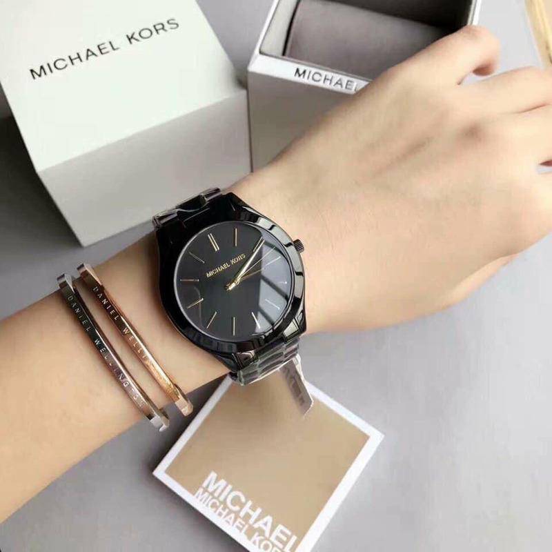 Women's Michael Kors Mini Slim Runway Black Watch -MK3587