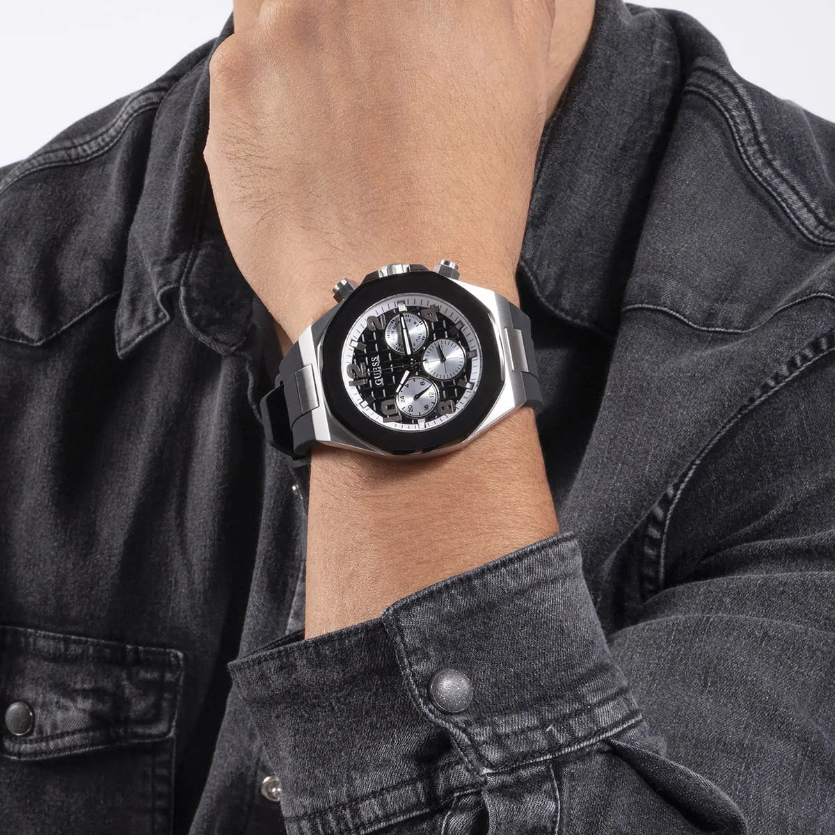 Men's GUESS Black 2-Tone Multi-function Watch - GW0583G1