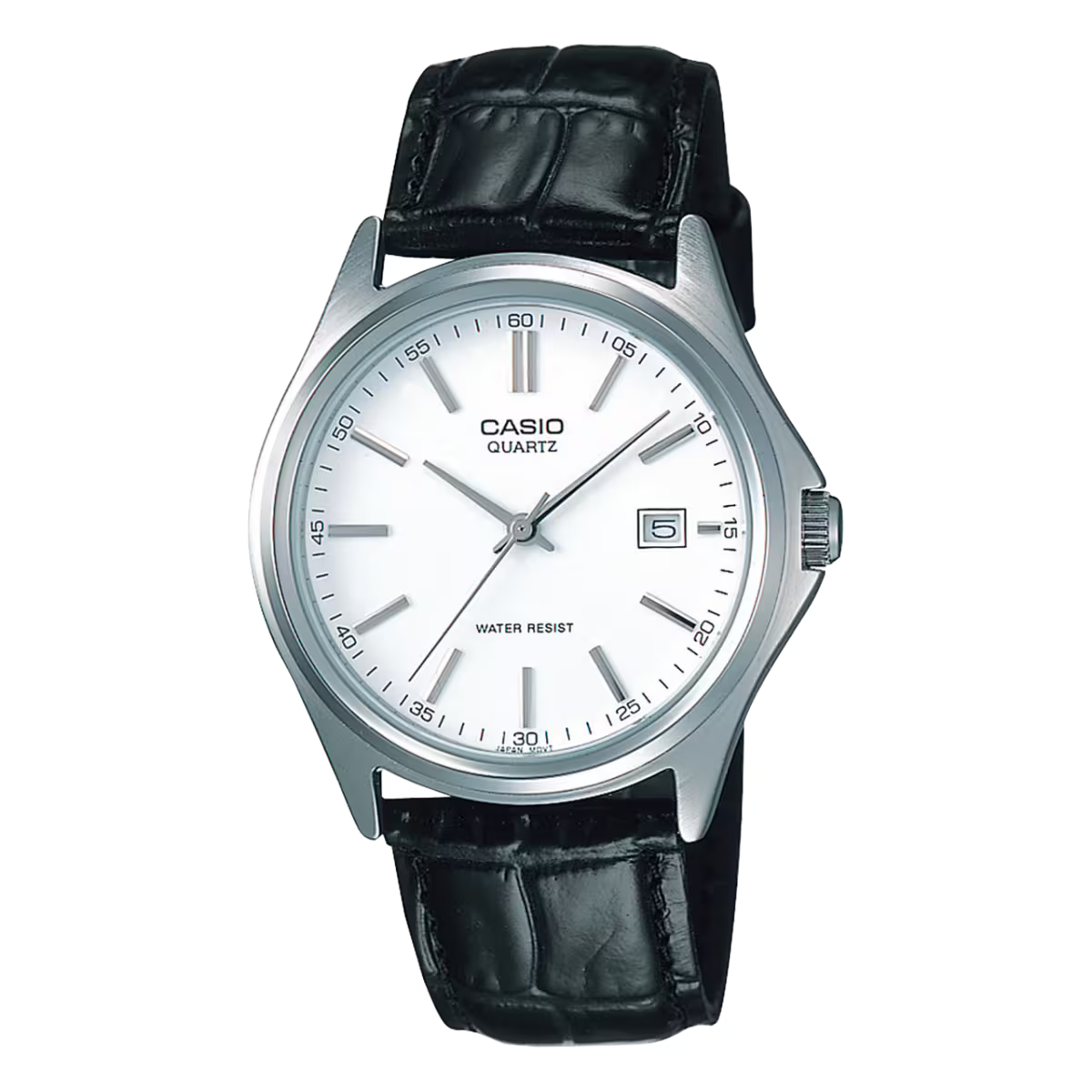 Men's Casio Dress Analogue Silver Dial Black Leather Strap 38mm - MTP-1183E-7AJH