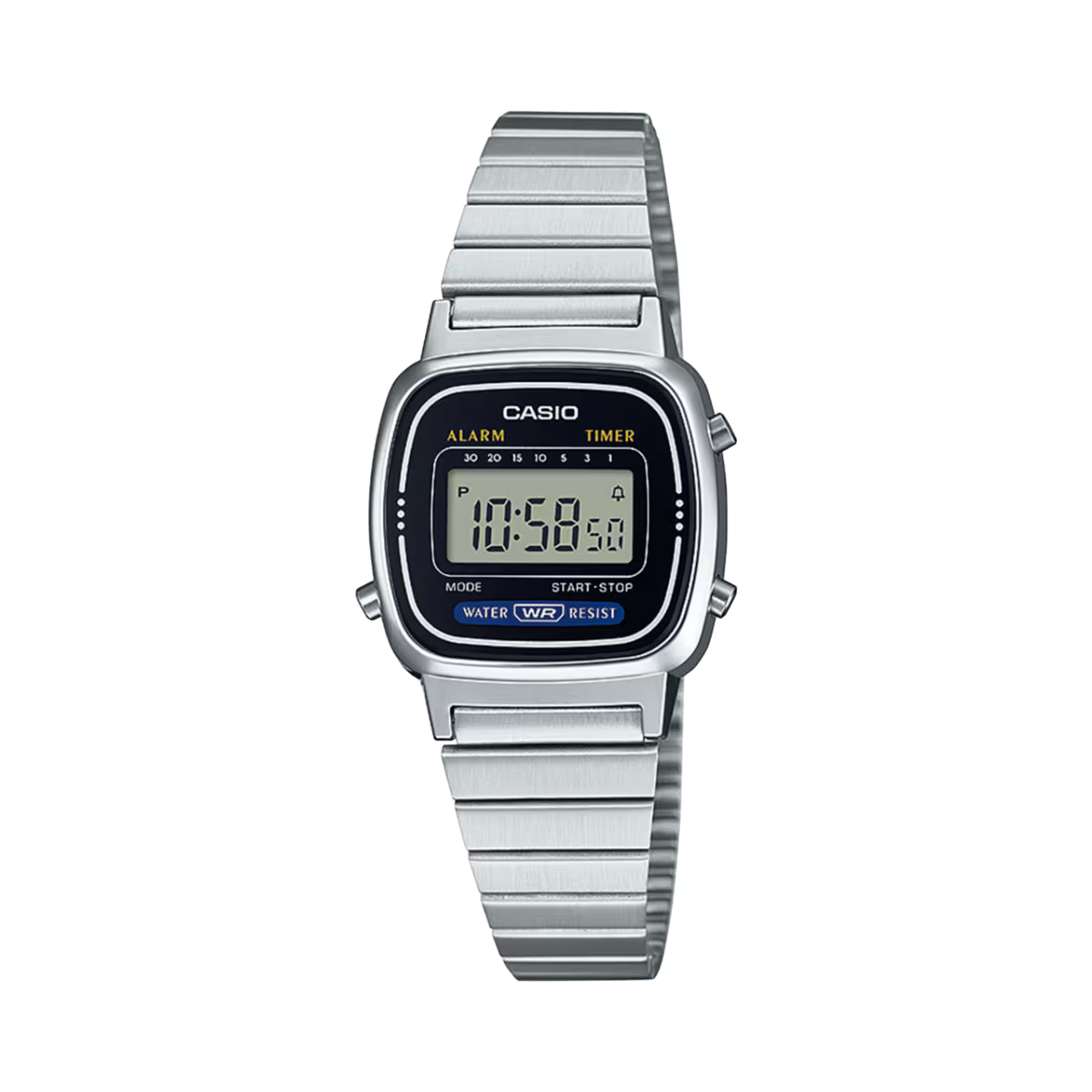 Women's Casio Vintage Digital Stainless Steel Bracelet Black/Blue Dial 24mm - LA670WA-1A2JF