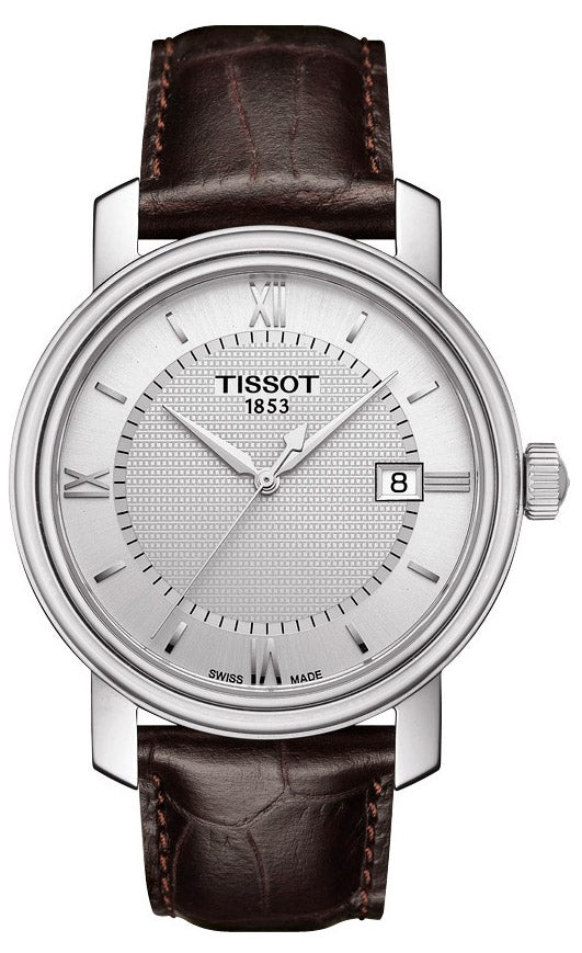 Tissot T Classic Bridgeport Silver Dial Brown Leather Strap Watch For Men - T097.410.16.038.00
