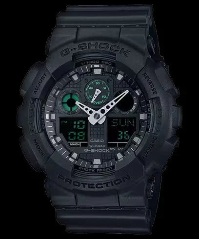 Men's Casio Gshock Ana-Digi Black Dial Black Band Alarm Watch - GA100MB-1A