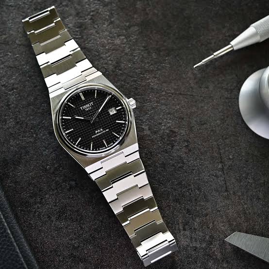 Men's Tissot PRX Powermatic 80 Black Waffle Dial Stainless Steel Watch 40mm - T137.407.11.051.00