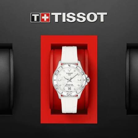 Women's Tissot Seastar 1000 Swiss Quartz Mother of Pearl Dial Silicone Strap Watch 36mm - T120.210.17.116.00