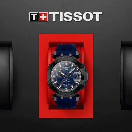 Men's Tissot T-Race Cycling Swiss Quartz Blue Dial Silicone Strap Watch 44.5mm - T115.417.37.041.00