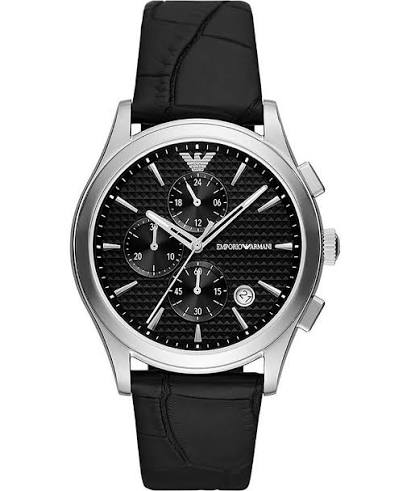 Men's Emporio Armani Paolo Chronograph Black Leather Watch - AR11530