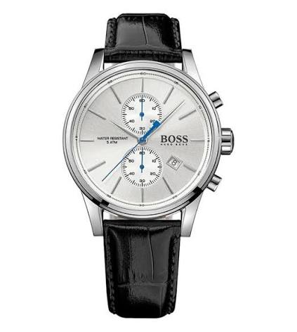 Men's Hugo Boss Jet Chronograph Silver Dial Stainless Steel Leather Watch 41mm - 1513282