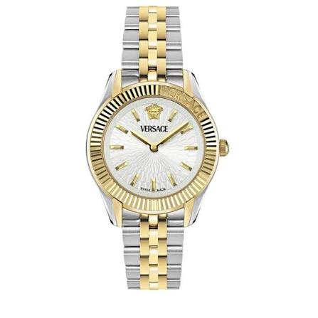 Women's Versace Greca Dome Quartz Silver Dial Two-Tone Stainless Steel Watch 30mm - VE9CA0224