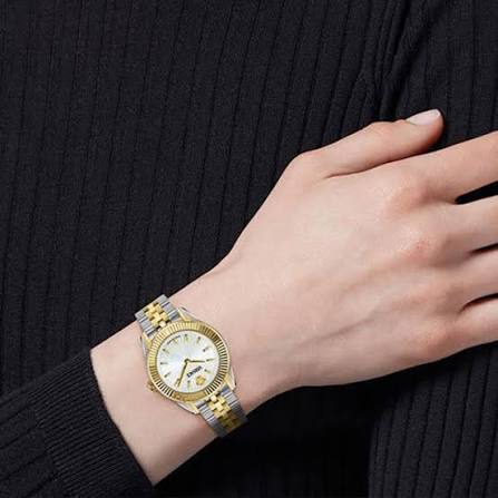 Women's Versace Greca Dome Quartz Silver Dial Two-Tone Stainless Steel Watch 30mm - VE9CA0224