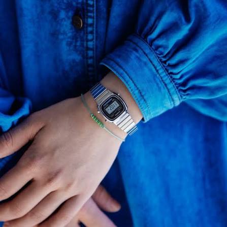 Women's Casio Vintage Digital Stainless Steel Bracelet Black/Blue Dial 24mm - LA670WA-1A2JF