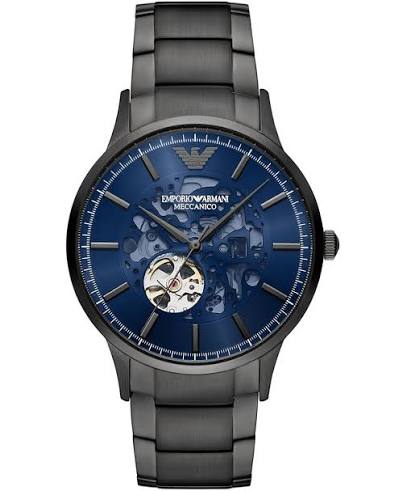 Men's Emporio Armani Renato Meccanico Open-Heart Automatic Blue Dial Watch 43mm - AR60056