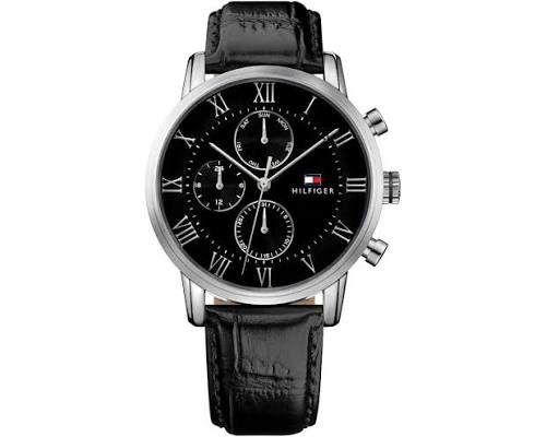 Men's Tommy Hilfiger Kane Black Leather 44mm Watch - 1791401