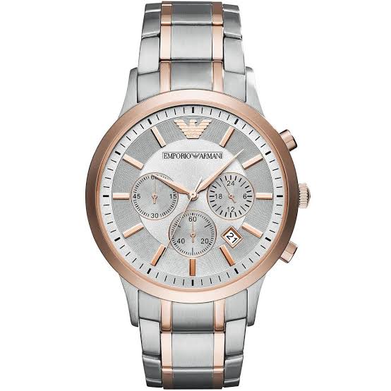 Men's Emporio Armani Aviator Chronograph Blue Dial Stainless Steel Mesh Watch 43mm - AR11077