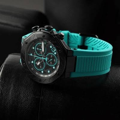Men's Tissot T-Race Quartz Chronograph Black Dial Green Silicone Strap 45mm - T141.417.37.051.01