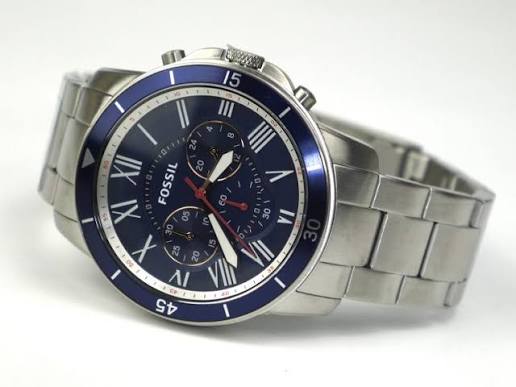 Men's Fossil Grant Sport Chronograph Blue Dial Stainless Steel Watch 44mm - FS5238