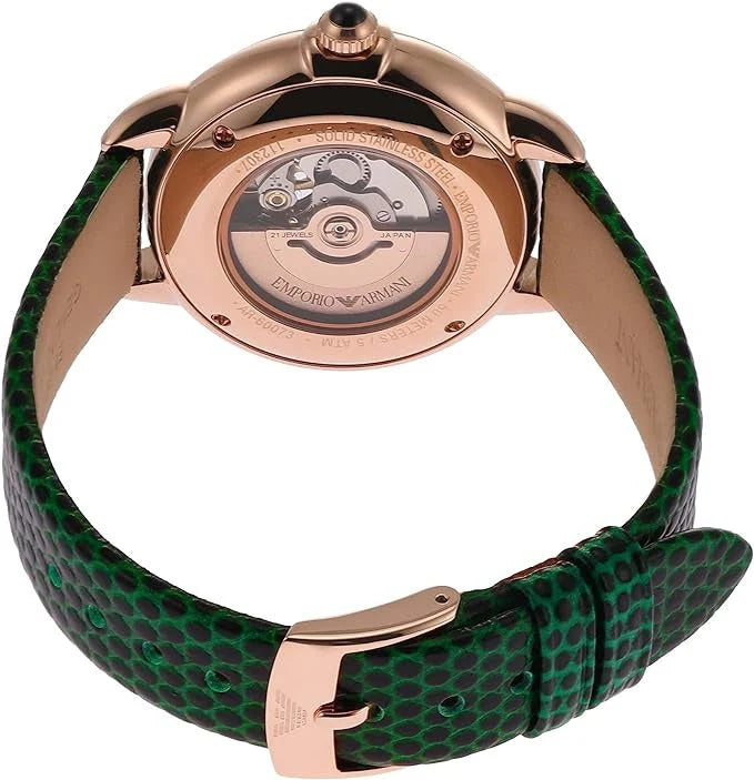 Women's Emporio Armani Automatic Green Leather 34mm Watch - AR60073