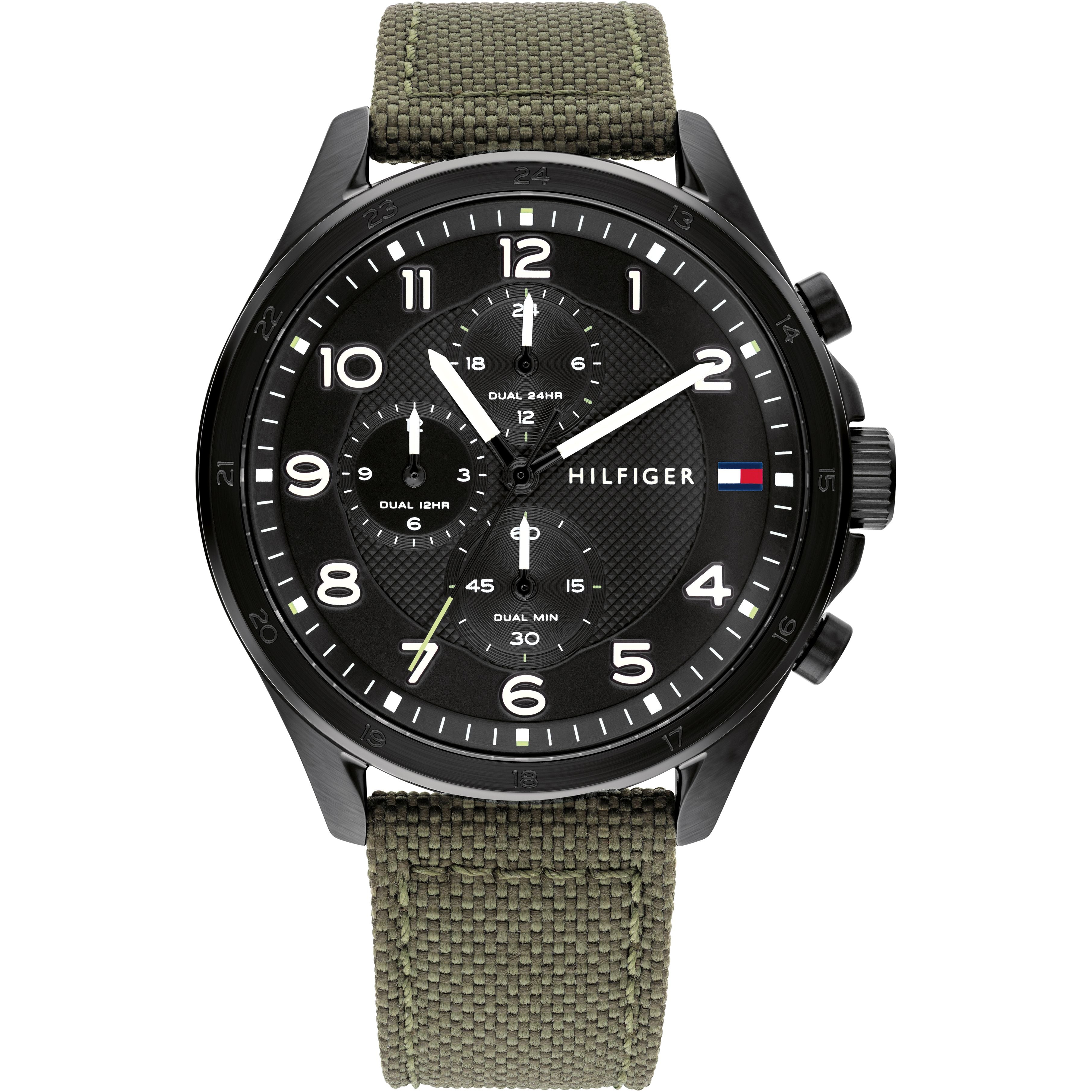 Tommy Hilfiger Quartz Green Nylon Strap Black Dial Men's Watch - 1792006