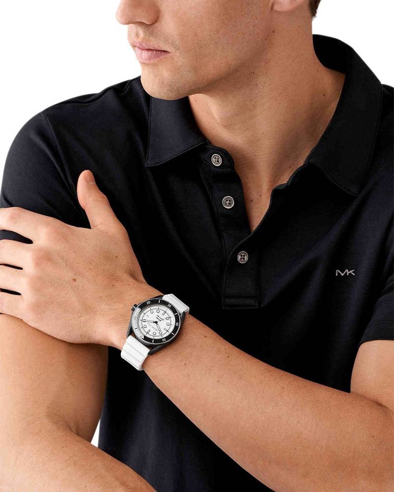 Men's Michael Kors Maritime Silicone Watch in WHITE - MK9159