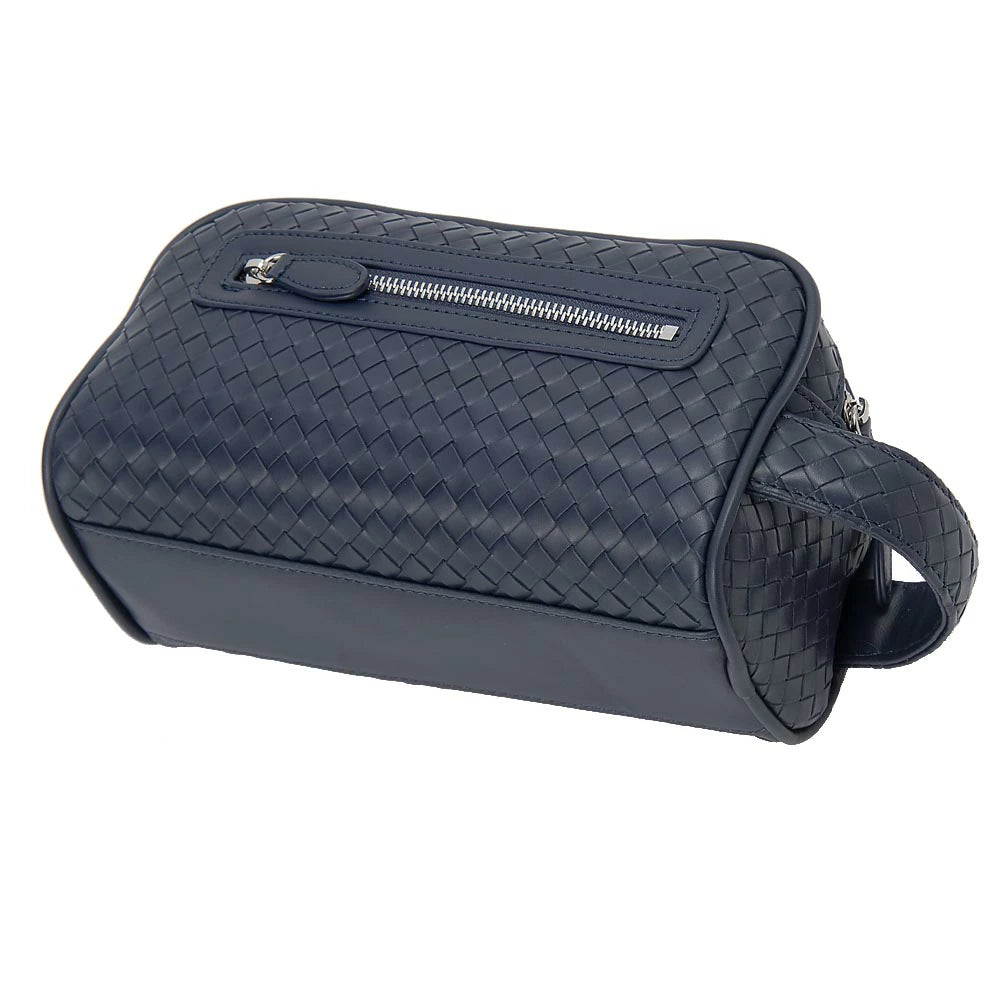 Monte SPIGA MOSL1747MENV NAVY Blue Faux Leather Mesh Design Double Zipper Clutch Bag