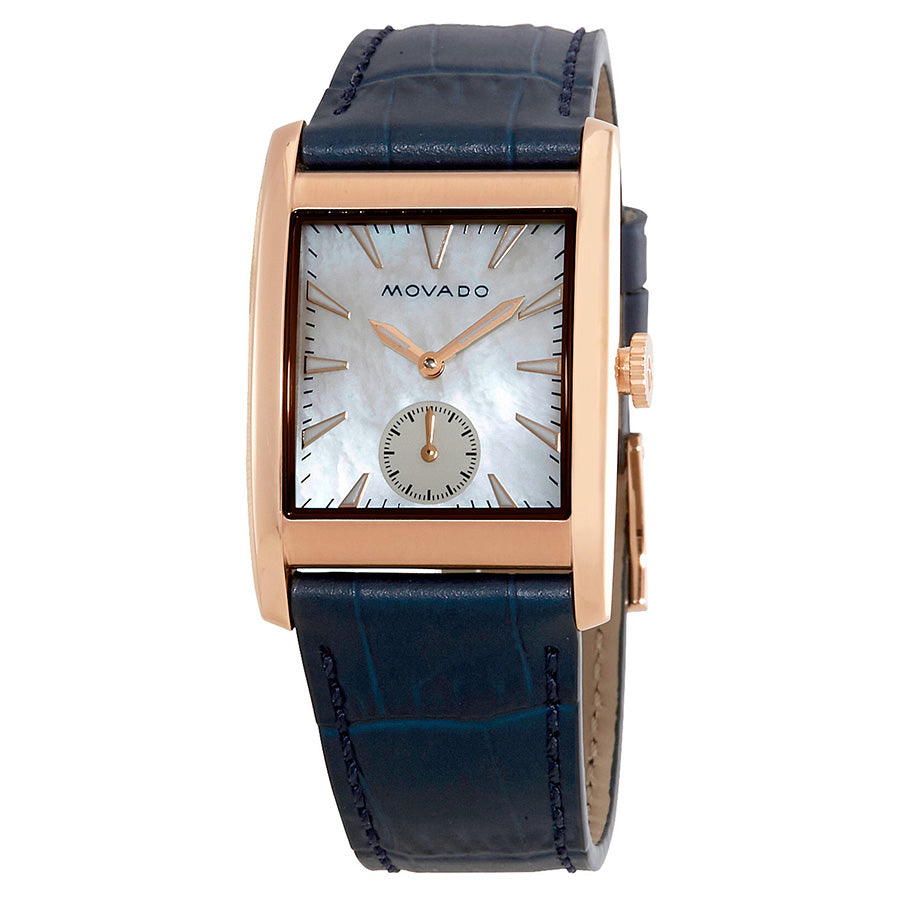 Women's Movado Heritage Series Curviplan Mother of Pearl Dial Rose Gold Tone Leather Watch 27mm - 3650052
