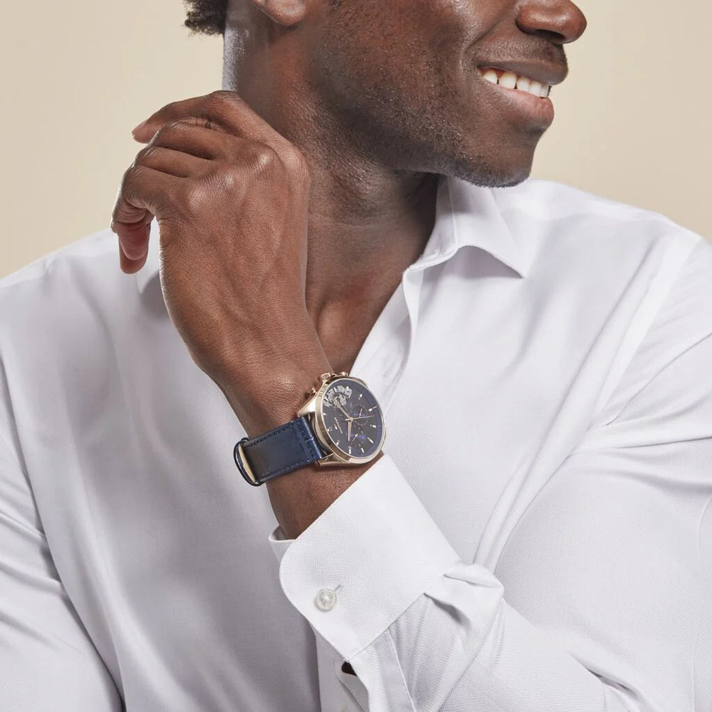 Tommy Hilfiger Blue Leather Multi-function Men's Watch - 1710451