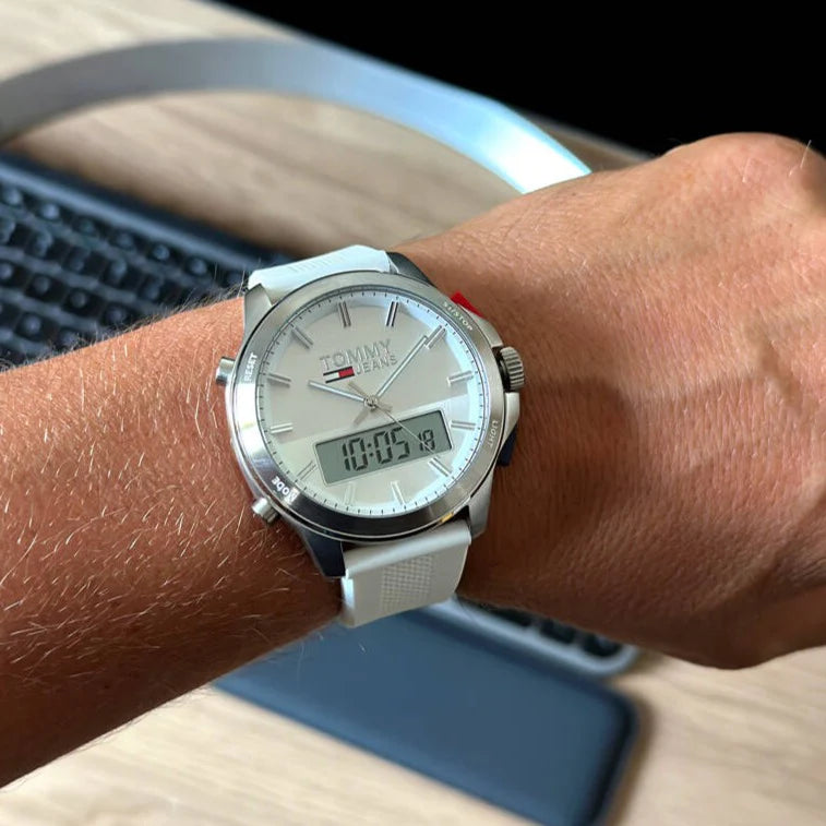 Tommy Hilfiger Silver Dial White Silicone Men's Watch - 1791764