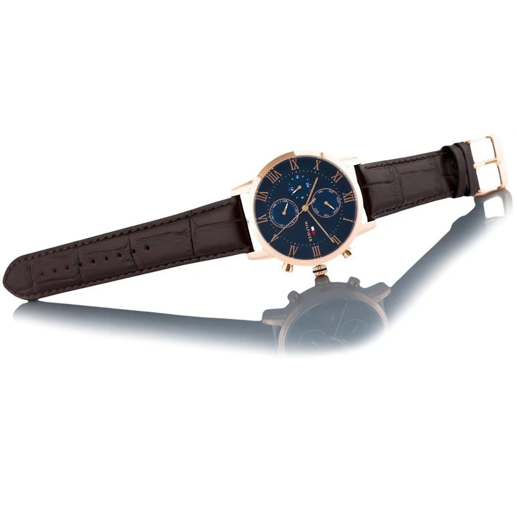 Men's Tommy Hilfiger Brown Leather Kane 44mm Watch - 1791399