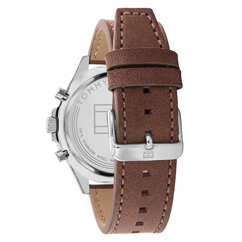Tommy Hilfiger Brown Leather Green Dial Multi-function Men's Watch - 1791983