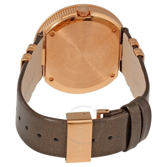 VERSACE V-Metal Brown Leather Strap - VLC130016