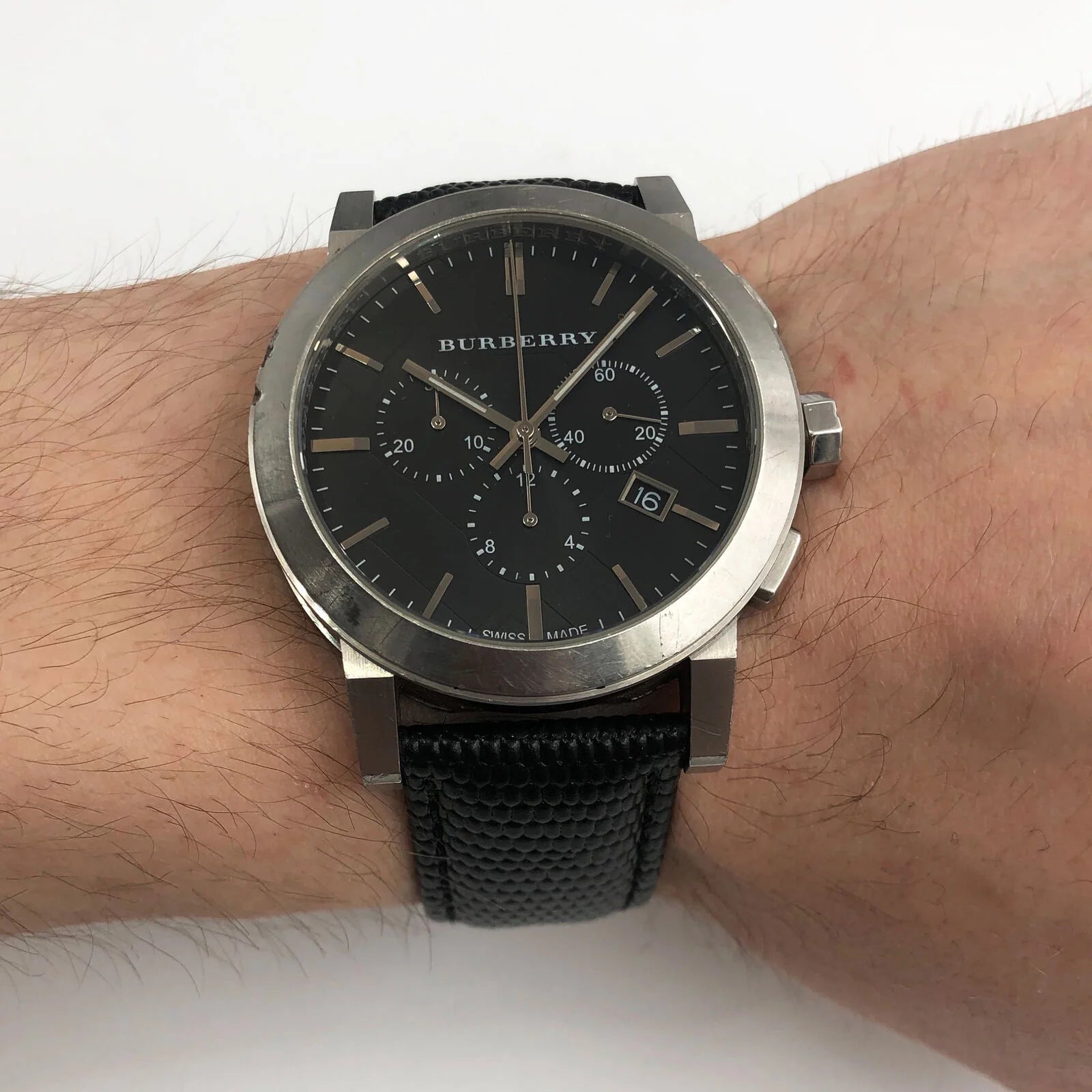 Men's Burberry Black Leather Strap Watch - BU9356