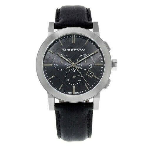 Men's Burberry Black Leather Strap Watch - BU9356