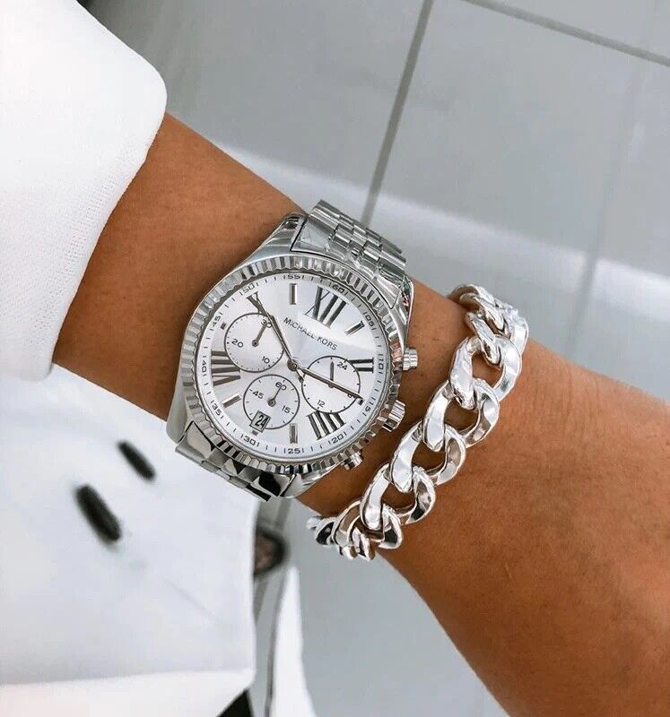 Women s Lexington Chronograph Stainless Steel Watch MK5555 Bluestrap Watches Ghana