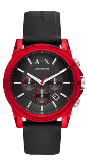 Men's Armani Exchange Chronograph Quartz Black Red Watch - AX1338