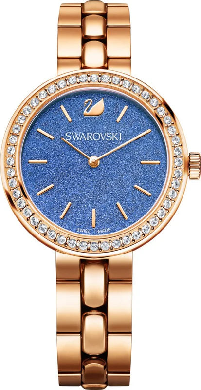 Swarovski Daytime Glittering Blue Dial Rosegold Stainless Steel Strap Women's Watch - 5182277
