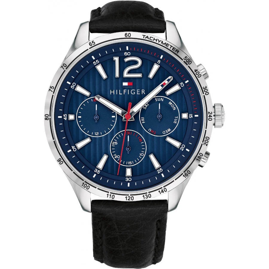 Men's Tommy Hilfiger Gavin Black Leather 44mm Watch - 1791468