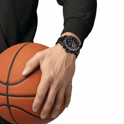 Men's Tissot SuperSport Chrono Basketball Edition Swiss Quartz Grey Dial Leather Watch 45.5mm - T125.617.36.081.00