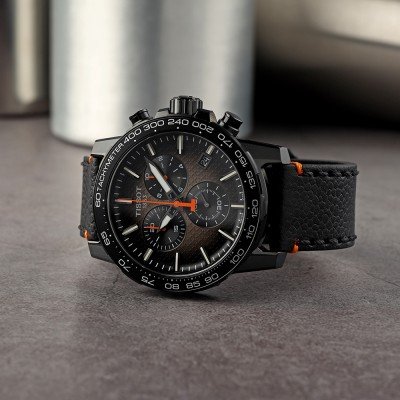 Men's Tissot SuperSport Chrono Basketball Edition Swiss Quartz Grey Dial Leather Watch 45.5mm - T125.617.36.081.00