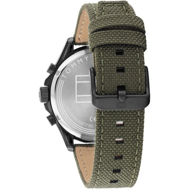 Tommy Hilfiger Quartz Green Nylon Strap Black Dial Men's Watch - 1792006