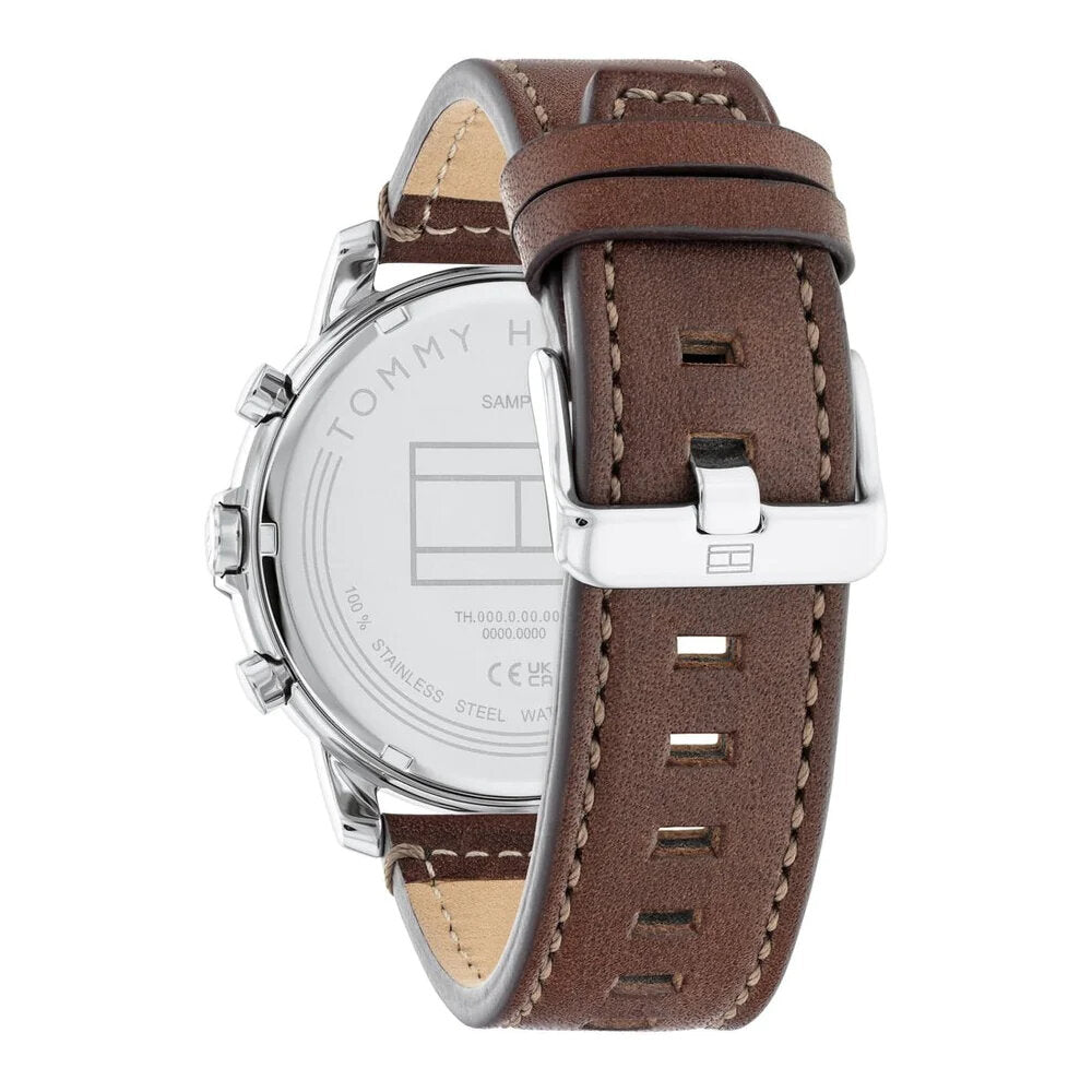 Tommy Hilfiger Men's Multifunction Stainless Steel Brown Leather Strap Men's Watch - 1792053