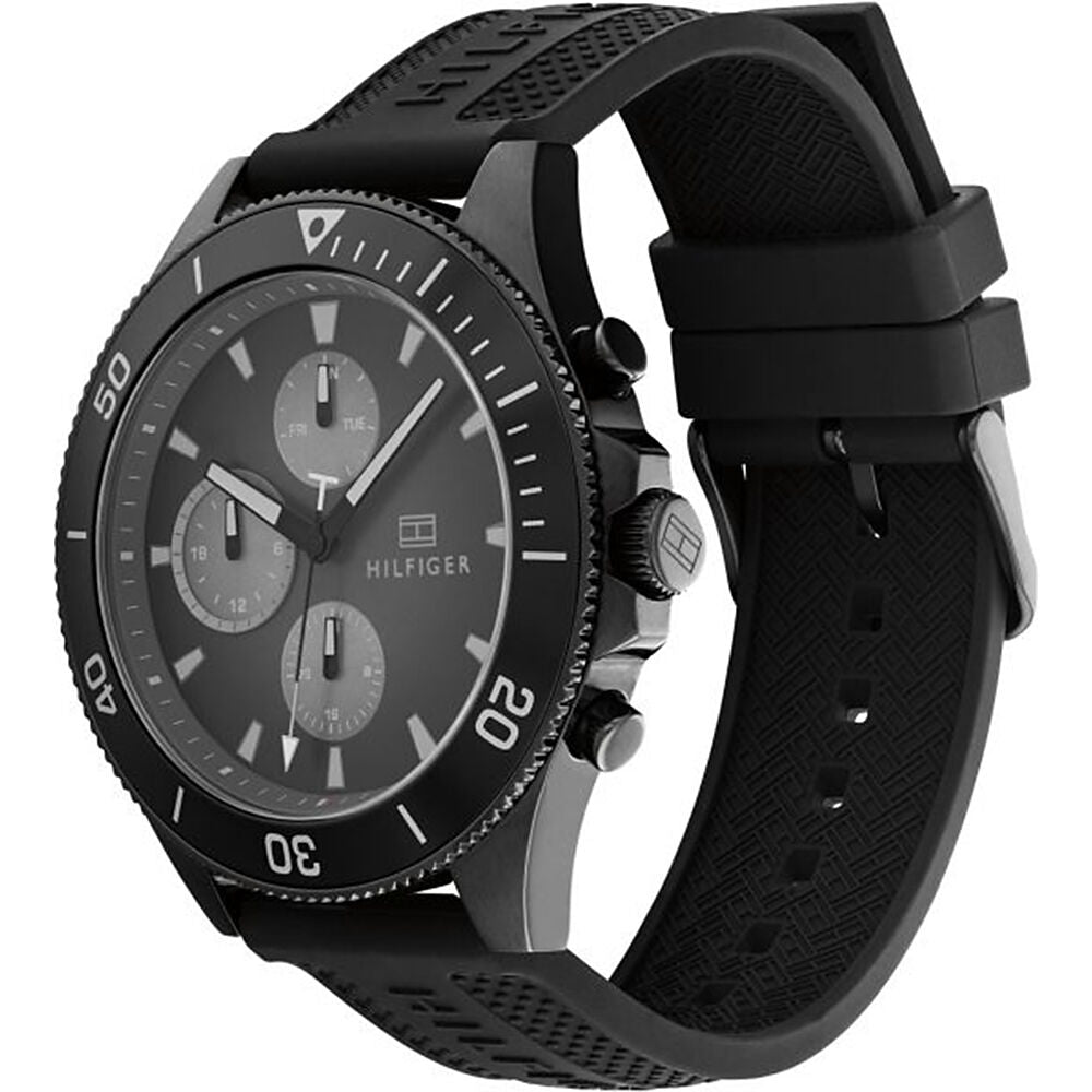 Tommy Hilfiger Black Silicone Multi-function Men's Watch - 1791921