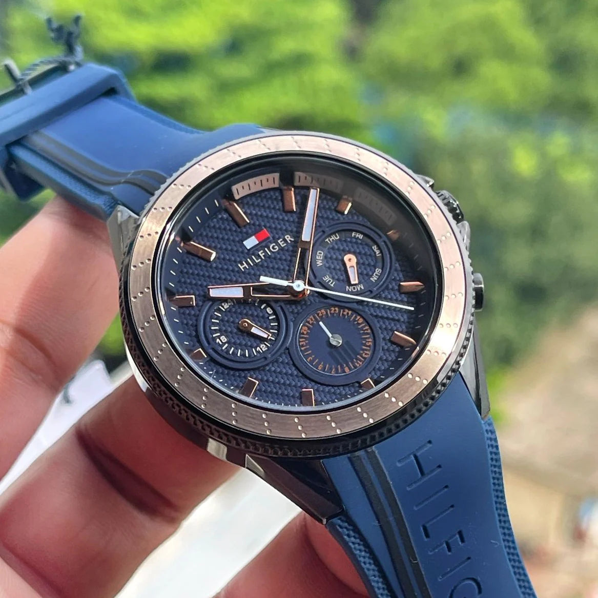 Men's Tommy Hilfiger Aiden Blue Rubber Strap 44mm Watch 1791860