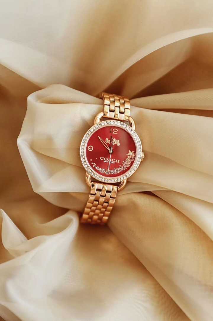 Women's Coach Glitz Red Dial Stainless Steel 37mm Watch - 14502693