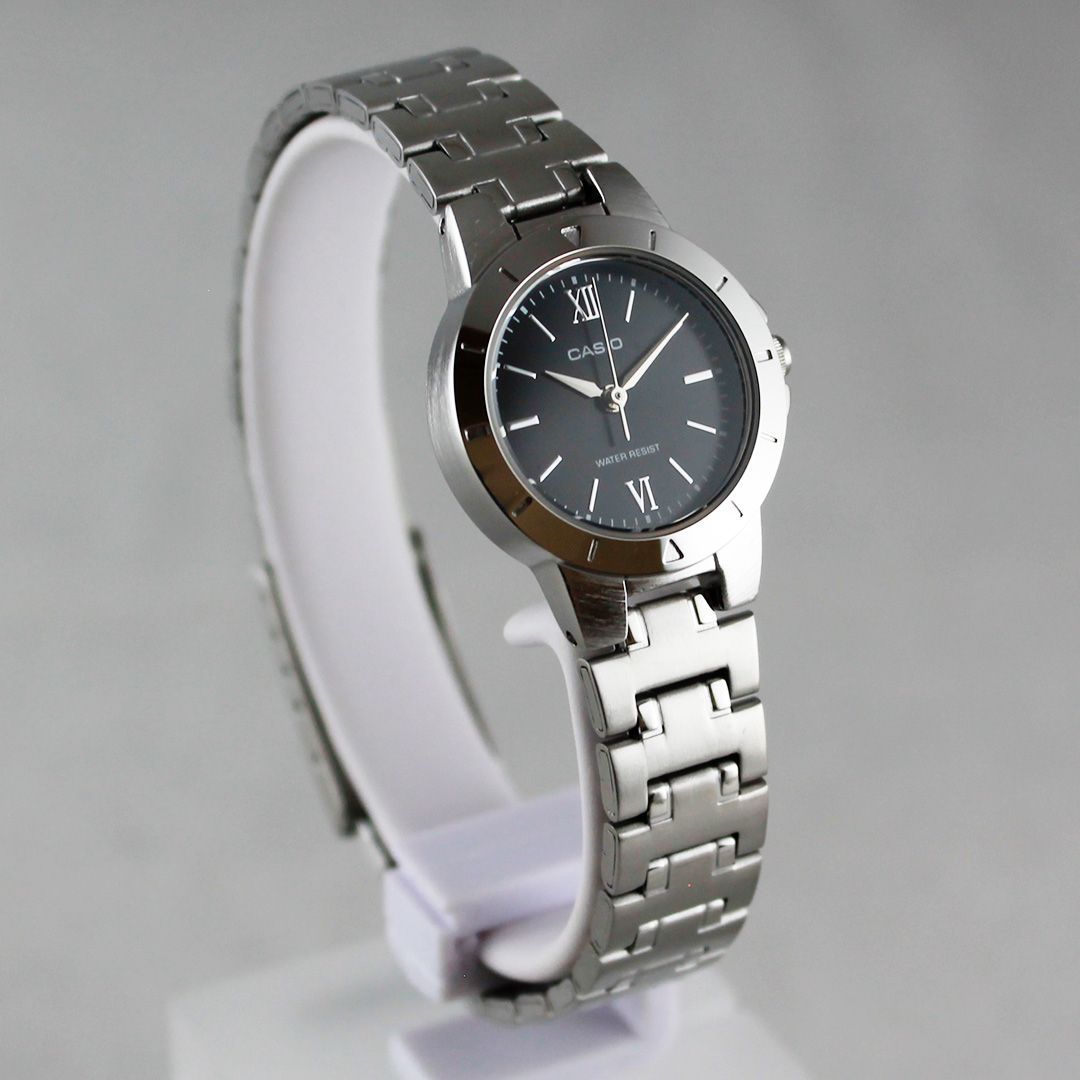 Women's Casio Dress Analogue Stainless Steel Bracelet Black Dial 25mm - LTP-1177D-1AJF