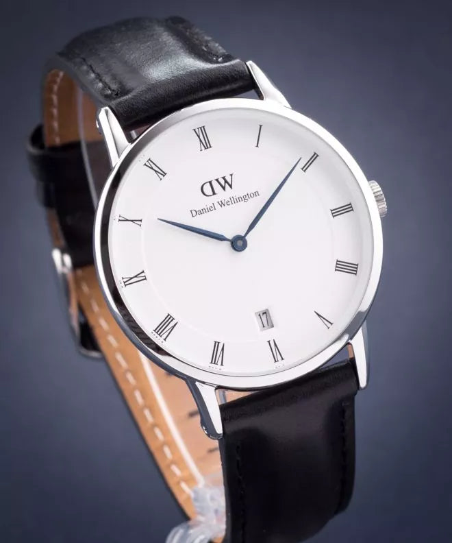 Daniel Wellington Dapper Sheffield White Dial Black Leather Strap Women's Watch - DW00100096