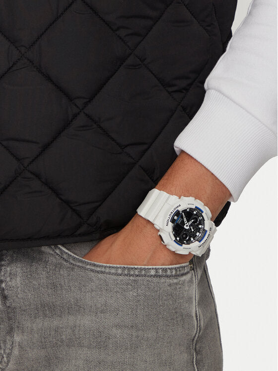 Men's Casio G-Shock Anti-Magnetic White Resin Black Dial 51mm - GA-100B-7AJF