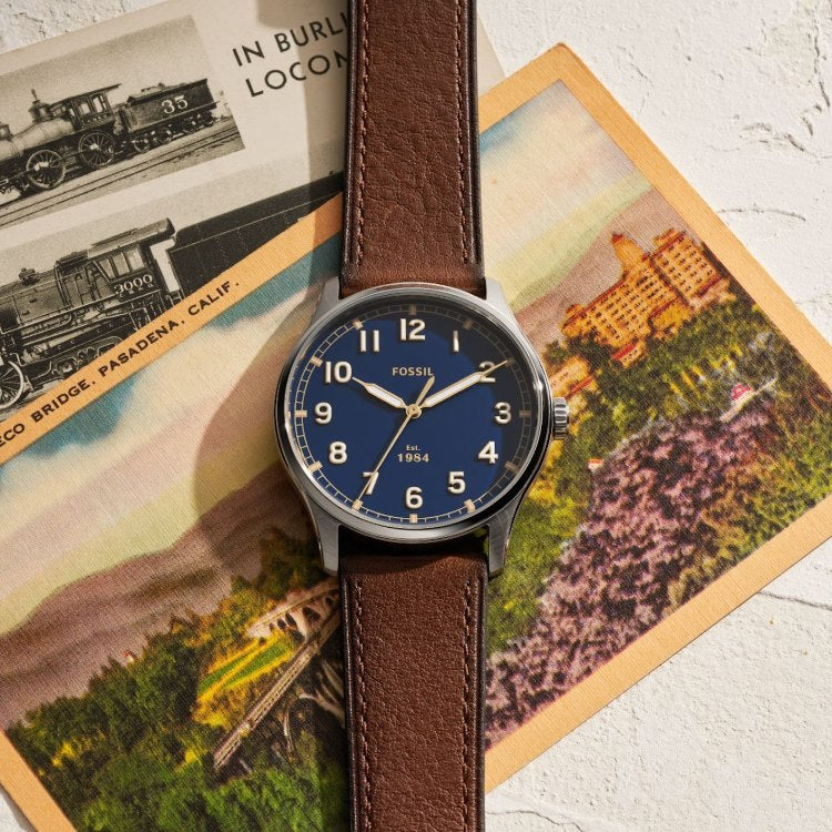 Fossil Men's Brown Leather Watch - FS5923