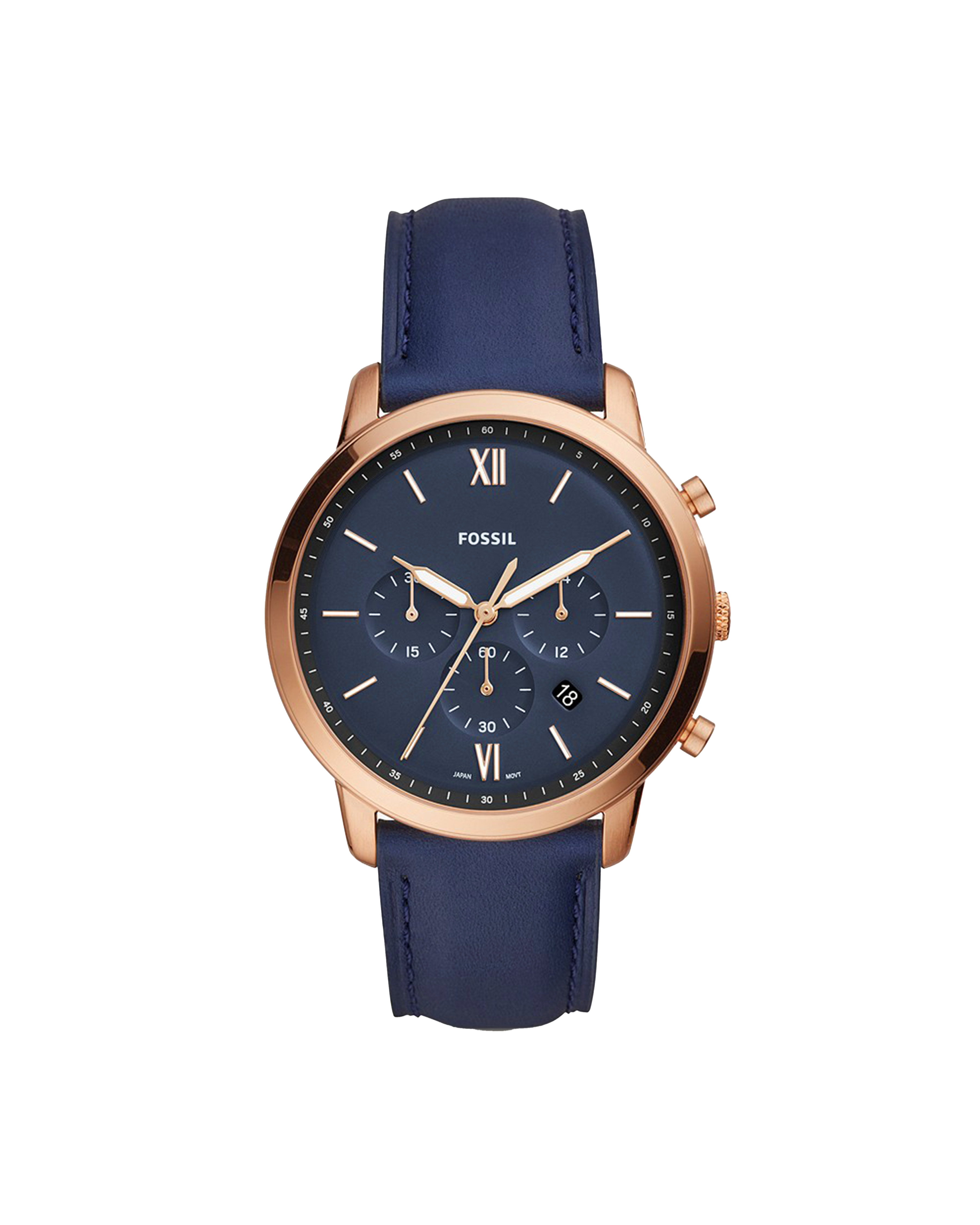 Fossil Men's Navy Blue Leather Watch - FS5454