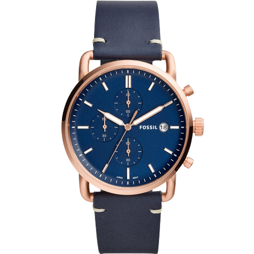 Fossil Men's Blue Leather Strap Watch - FS5404