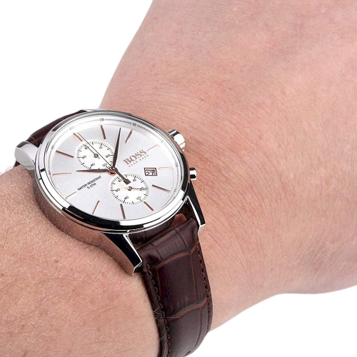 Hugo Boss Men s Brown Leather Strap Watch HB1513280 Bluestrap