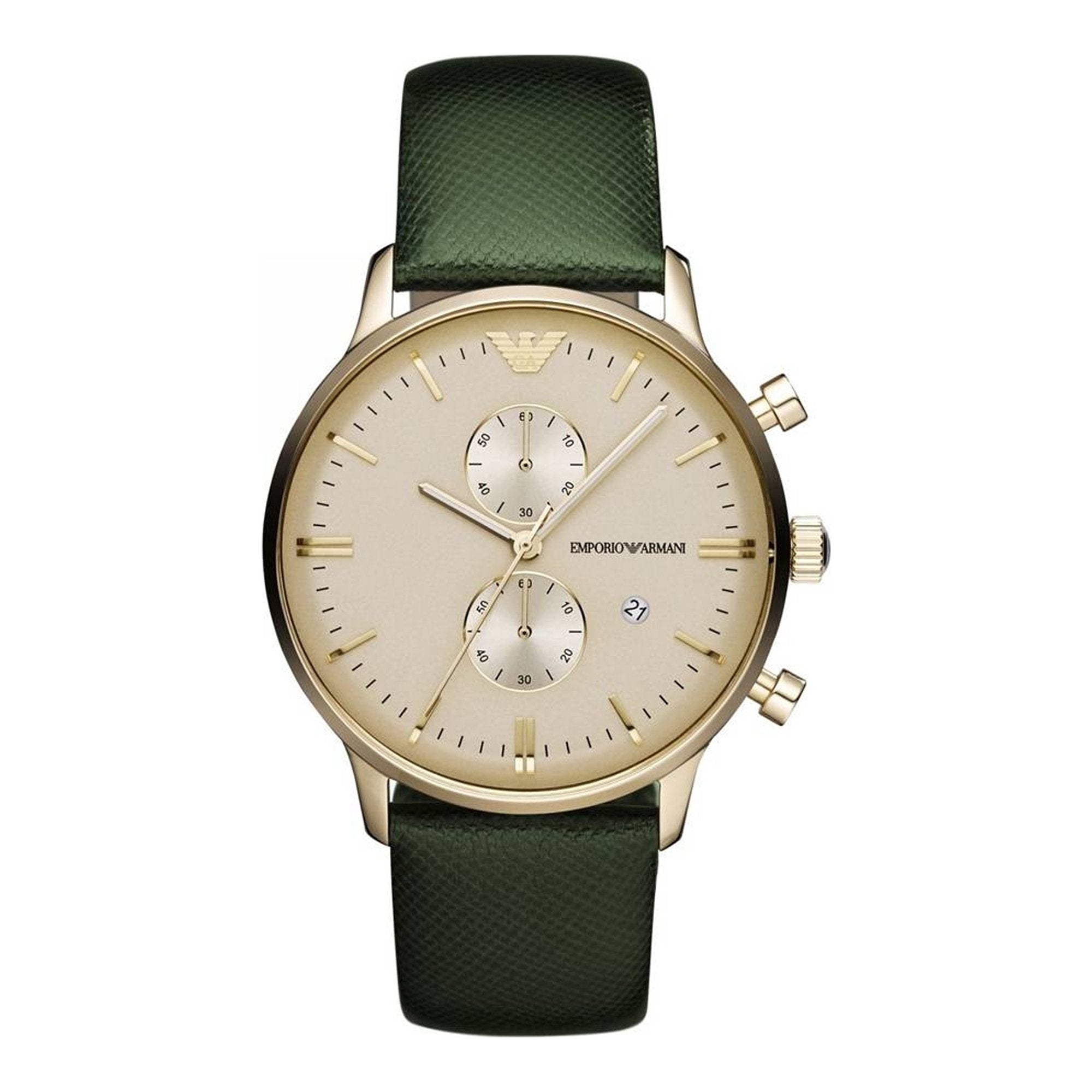 Emporio Armani Green Leather Strap Men's Watch - AR1722
